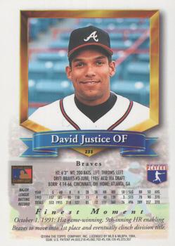 1994 Finest - Refractors #233 David Justice Back