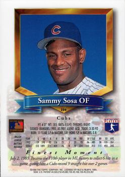 1994 Finest - Refractors #236 Sammy Sosa Back