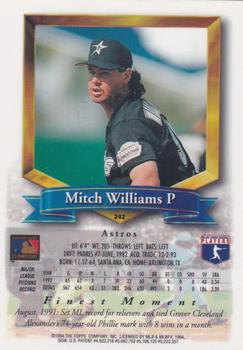 Autograph Warehouse 688902 Mitch Williams Autographed Houston Astros 1994 Topps Finest No.242 Baseball Card