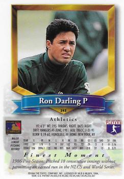 1994 Finest - Refractors #243 Ron Darling Back