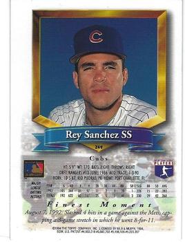 1994 Finest - Refractors #249 Rey Sanchez Back