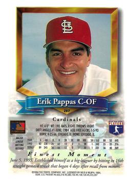 1994 Finest - Refractors #287 Erik Pappas Back