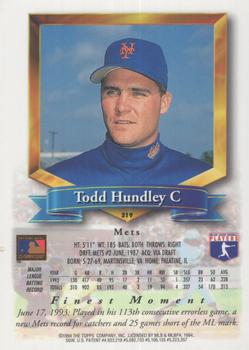 1994 Finest - Refractors #319 Todd Hundley Back