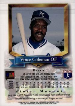 1994 Finest - Refractors #326 Vince Coleman Back