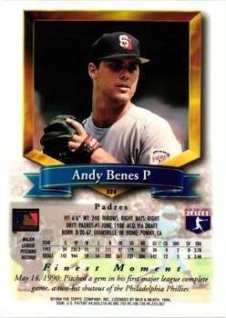 1994 Finest - Refractors #328 Andy Benes Back