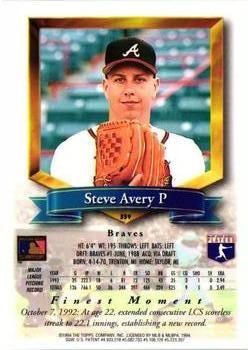 1994 Finest - Refractors #359 Steve Avery Back