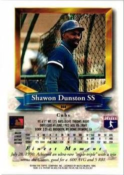 1994 Finest - Refractors #368 Shawon Dunston Back