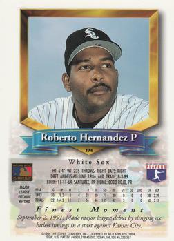 1994 Finest - Refractors #376 Roberto Hernandez Back
