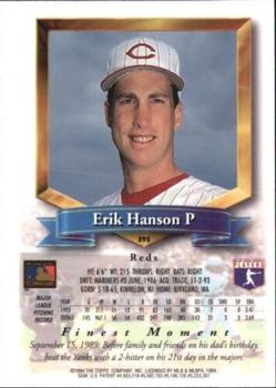 1994 Finest - Refractors #395 Erik Hanson Back