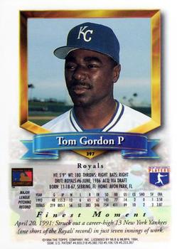 1994 Finest - Refractors #397 Tom Gordon Back