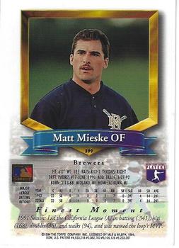 1994 Finest - Refractors #399 Matt Mieske Back