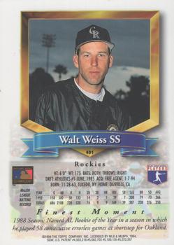 1994 Finest - Refractors #401 Walt Weiss Back