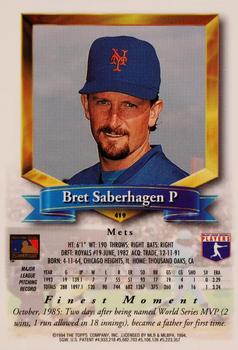 1994 Finest - Refractors #419 Bret Saberhagen Back