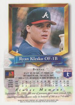 1994 Finest - Refractors #437 Ryan Klesko Back