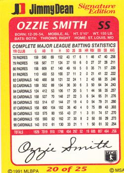 1991 Jimmy Dean Signature Edition #20 Ozzie Smith Back
