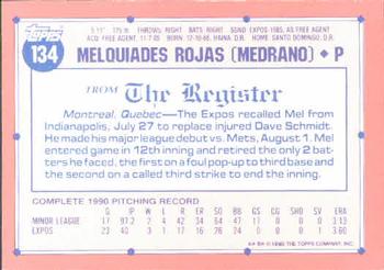 1991 Topps Major League Debut 1990 #134 Mel Rojas Back