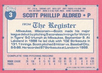 1991 Topps Major League Debut 1990 #3 Scott Aldred Back