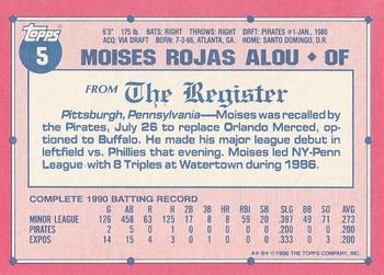 1991 Topps Major League Debut 1990 #5 Moises Alou Back