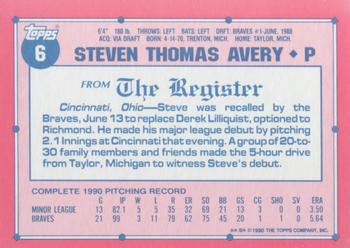 1991 Topps Major League Debut 1990 #6 Steve Avery Back