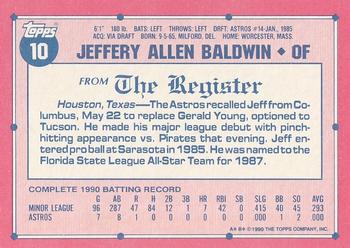 1991 Topps Major League Debut 1990 #10 Jeff Baldwin Back