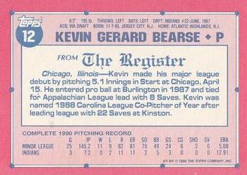 1991 Topps Major League Debut 1990 #12 Kevin Bearse Back