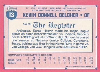 1991 Topps Major League Debut 1990 #13 Kevin Belcher Back