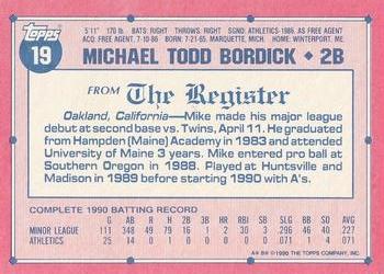 1991 Topps Major League Debut 1990 #19 Mike Bordick Back