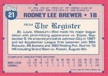 1991 Topps Major League Debut 1990 #21 Rod Brewer Back