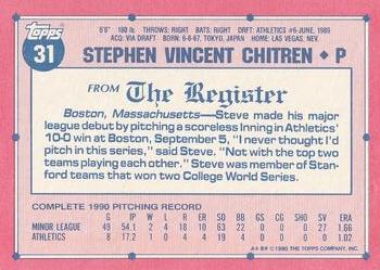 1991 Topps Major League Debut 1990 #31 Steve Chitren Back