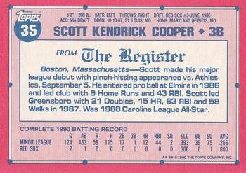 1991 Topps Major League Debut 1990 #35 Scott Cooper Back