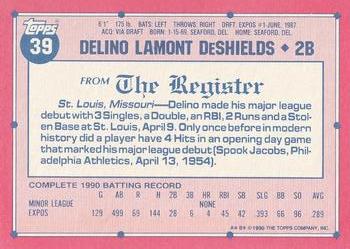 1991 Topps Major League Debut 1990 #39 Delino DeShields Back