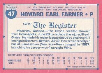 1991 Topps Major League Debut 1990 #47 Howard Farmer Back