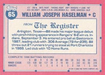 1991 Topps Major League Debut 1990 #65 Bill Haselman Back