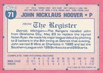 1991 Topps Major League Debut 1990 #71 John Hoover Back