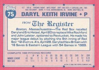 1991 Topps Major League Debut 1990 #75 Daryl Irvine Back