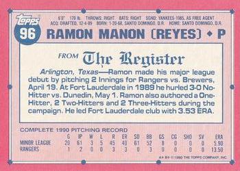 1991 Topps Major League Debut 1990 #96 Ramon Manon Back