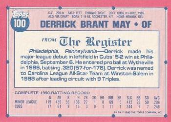 1991 Topps Major League Debut 1990 #100 Derrick May Back