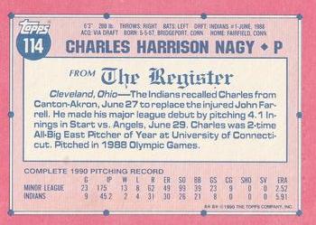 1991 Topps Major League Debut 1990 #114 Charles Nagy Back