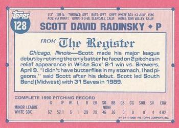 1991 Topps Major League Debut 1990 #128 Scott Radinsky Back