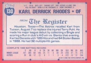 1991 Topps Major League Debut 1990 #130 Karl Rhodes Back