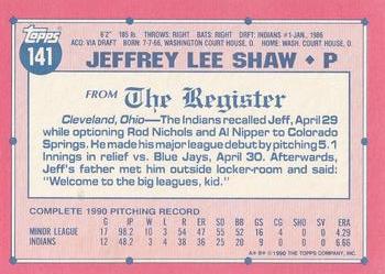 1991 Topps Major League Debut 1990 #141 Jeff Shaw Back