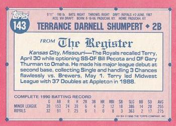 1991 Topps Major League Debut 1990 #143 Terry Shumpert Back