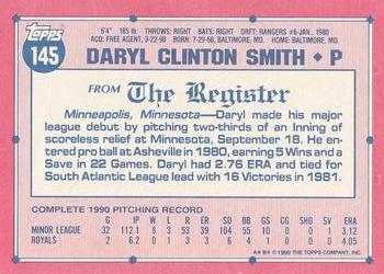 1991 Topps Major League Debut 1990 #145 Daryl Smith Back