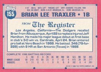 1991 Topps Major League Debut 1990 #155 Brian Traxler Back