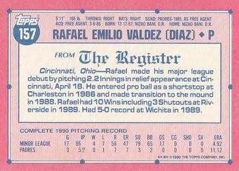 1991 Topps Major League Debut 1990 #157 Rafael Valdez Back