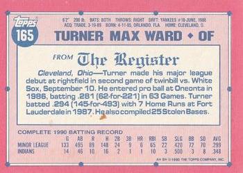 1991 Topps Major League Debut 1990 #165 Turner Ward Back