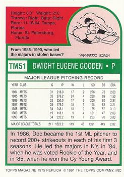 1991 Topps Magazine #TM51 Dwight Gooden Back