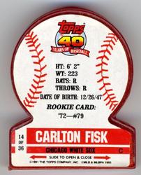 1991 Topps Stand-Ups #14 Carlton Fisk Back