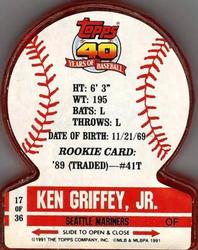 1991 Topps Stand-Ups #17 Ken Griffey Jr. Back
