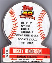 1991 Topps Stand-Ups #19 Rickey Henderson Back